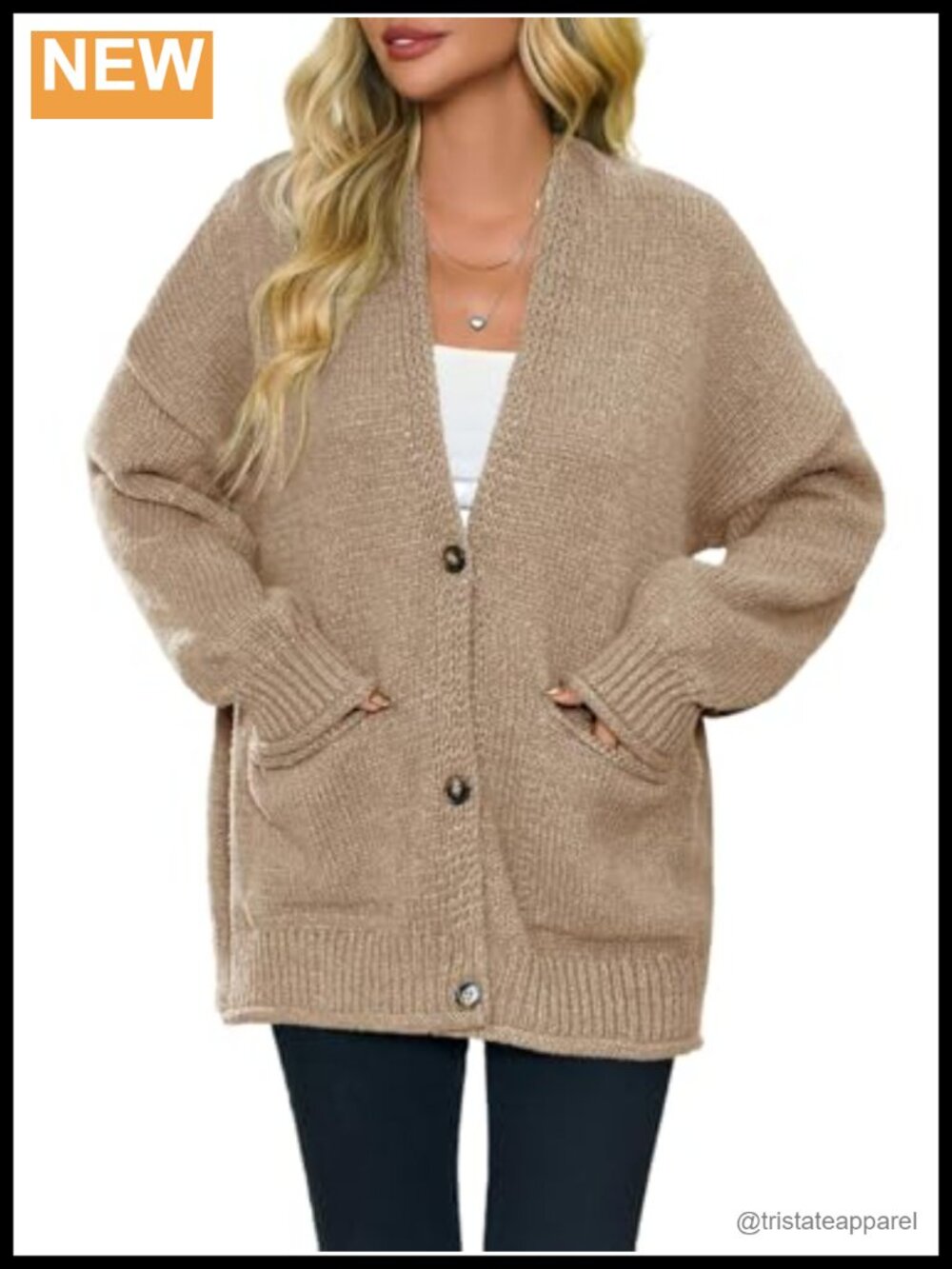 Chunky V Neck Cardigan Sweater Puff Sleeve Knit Button Down